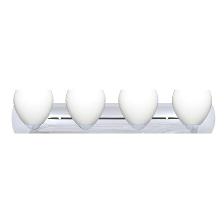 Besa Lighting Bolla Vanity, Opal Matte, Chrome Finish, 4x60W Incandescent 4WZ-412207-CR